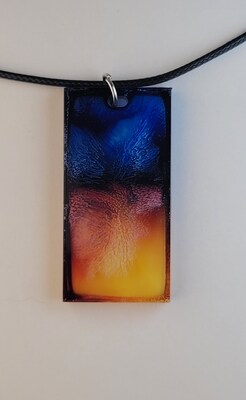 Handmade Red, Yellow, and Blue Rectangle Pendant Necklace or Keychain - image2